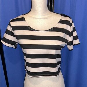 Striped Black and White Crop Top